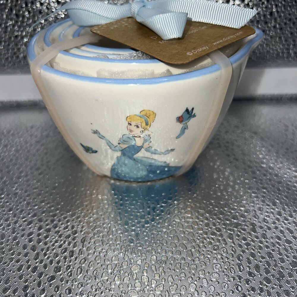 Rae Dunn Disney Princess Cinderella Ceramic 4 Pc Measuring Cup Set Brand NEW